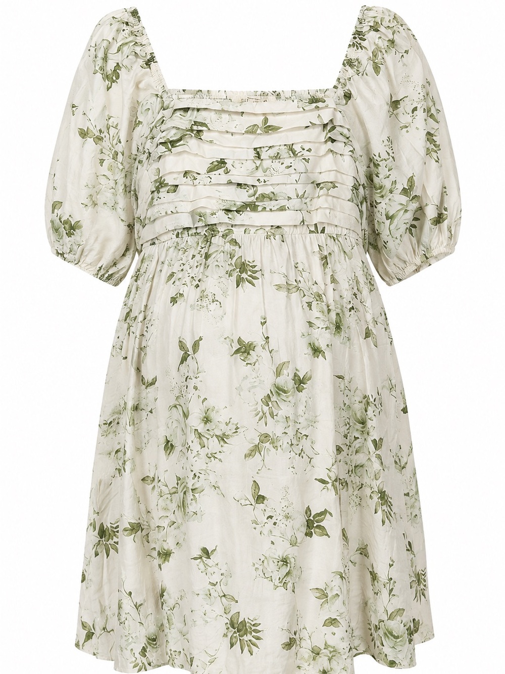 Sweet Wanderer Cream Mini Dress with Sage Green Floral Maternity